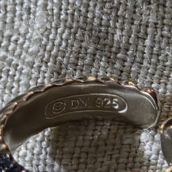 David Yurman Cable Candy Metro Hoop Earrings with Blue Sapphire, SS - Picture 6 of 14